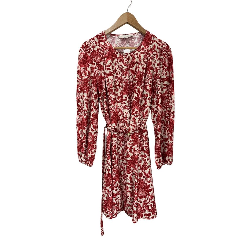 LOFT Night Bloom Belted Mini Dress NWT Size 12 Floral Pocket Dress - Picture 2 of 14